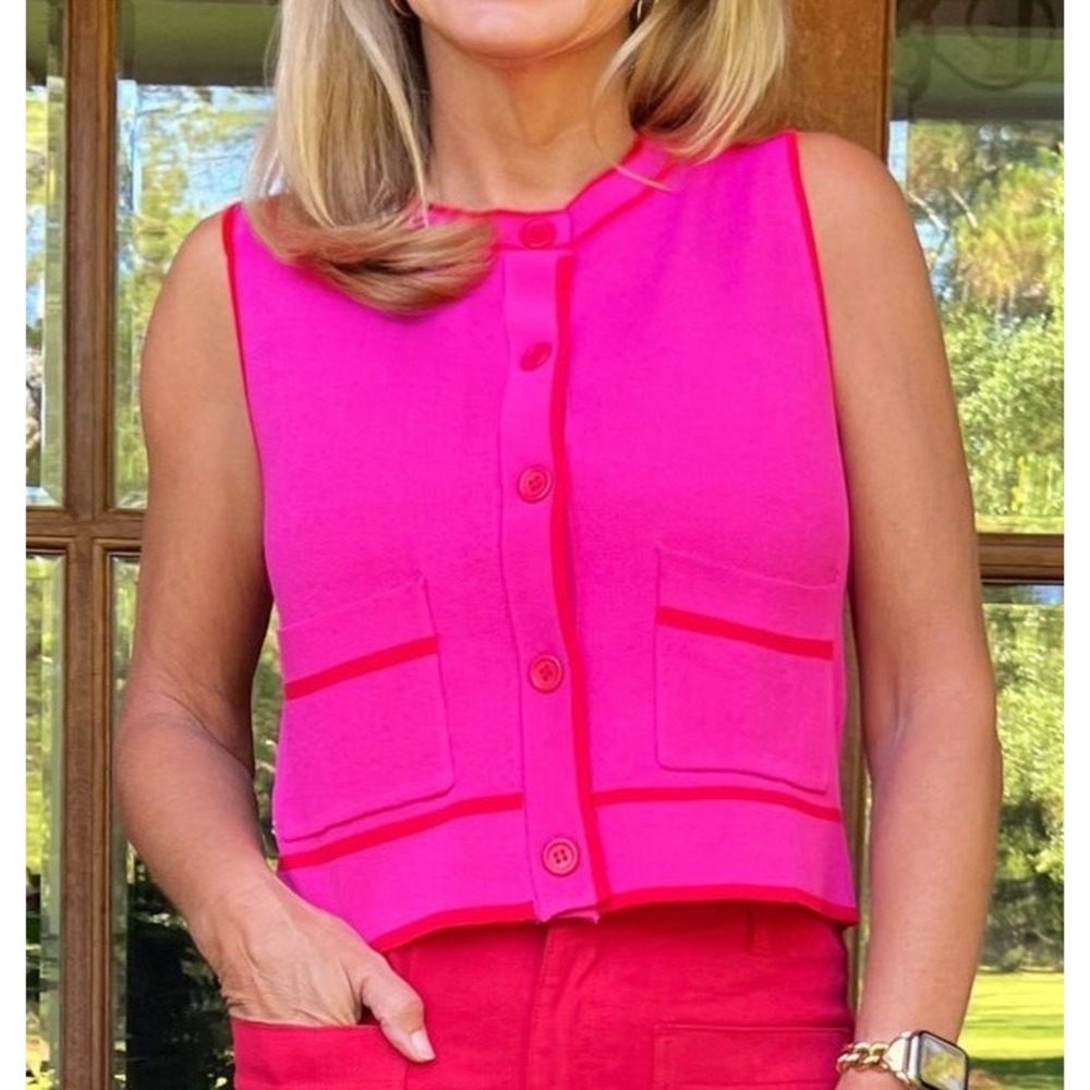 entro Hot Pink Sleeveless Button-Front Tank Top